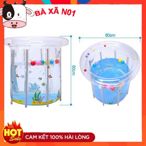 [Mã HELL0012 giảm 10 K đơn trên 500K]Bể tập bơi cho bé sơ sinh tặng kèm phao đỡ cổ cao cấp 80x80cm - Hồ bơi mini tại nhà