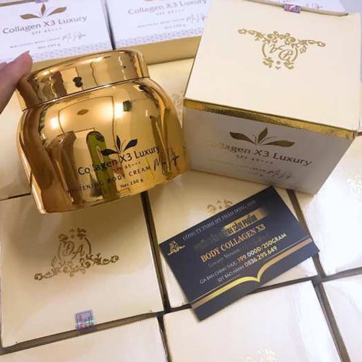 Kem Body Collagen X3 Luxury Đông Anh 250gr  Dưỡng Da Trắng Sáng, Mềm Mịn, Thơm Hương Lâu - Mẫu Mới Nhất