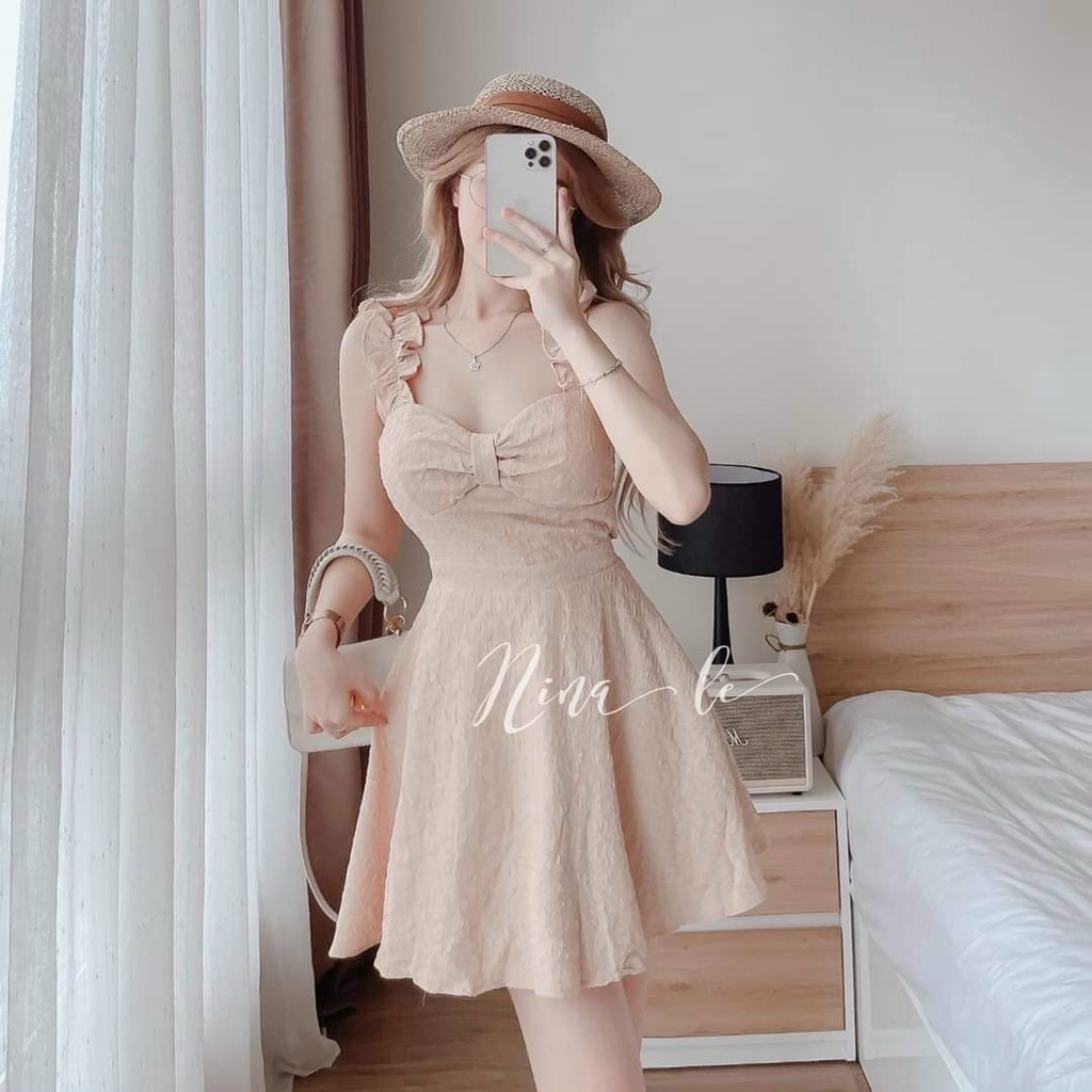 đầm xòe nhún ngực vai bèo (có mút) thích hợp cho các buổi tiệc