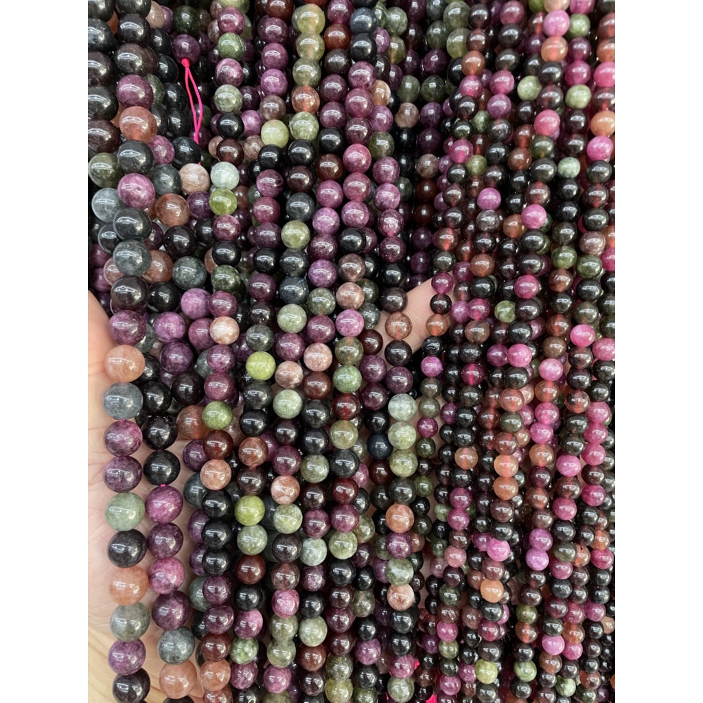 Chuỗi Hạt Đá Tourmaline Tự Nhiên Dùng Làm Vòng Tay / Vòng cổ DIY
