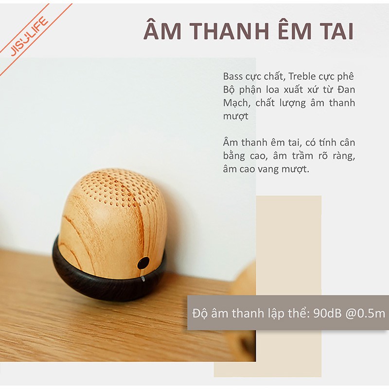 Loa bluetooth mini vân gỗ hình quả sồi Jisulife J2, loa không dây nhỏ gọn cầm tay thế hệ mới, âm thanh lập thể siêu mượt