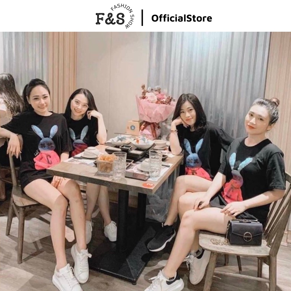 Áo thun tay lỡ unisex form rộng THỎ BAD RABBIT - Áo phông F&amp;S nam nữ, cặp đôi phong cách hàn quốc