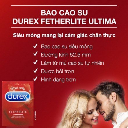 Bao cao su siêu mỏng XuDaStore bao cao su kéo dài thời gian Durex Fetherlite nội địa Úc hộp 30 chiếc