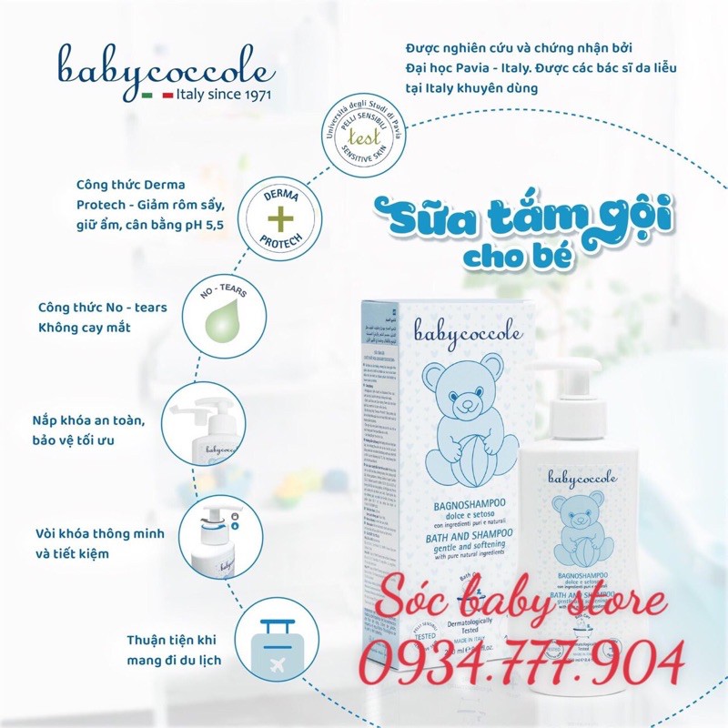 Tắm Gội 2in1 chiết xuất hoa sen Babycoccole 250ml 0m+