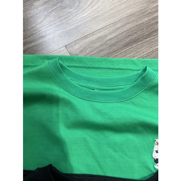 Đầm thun dáng suông cổ tròn tay ngắn logo gấu Who.au xuất Hàn