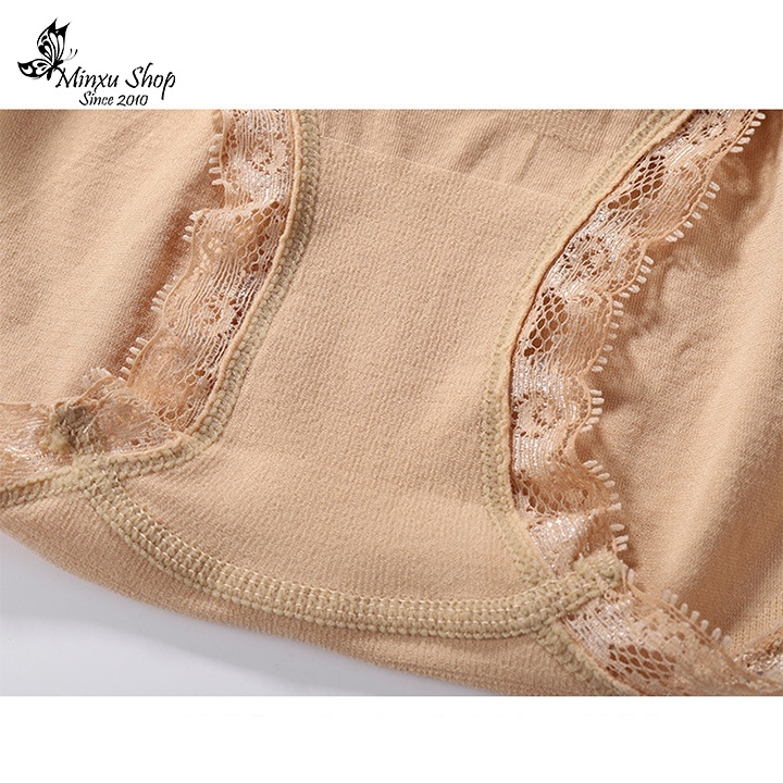 Quần lót nâng mông lưng cao, cạp cao gen bụng, quần lót nữ viền ren quyến rũ Minxu Shop 3112