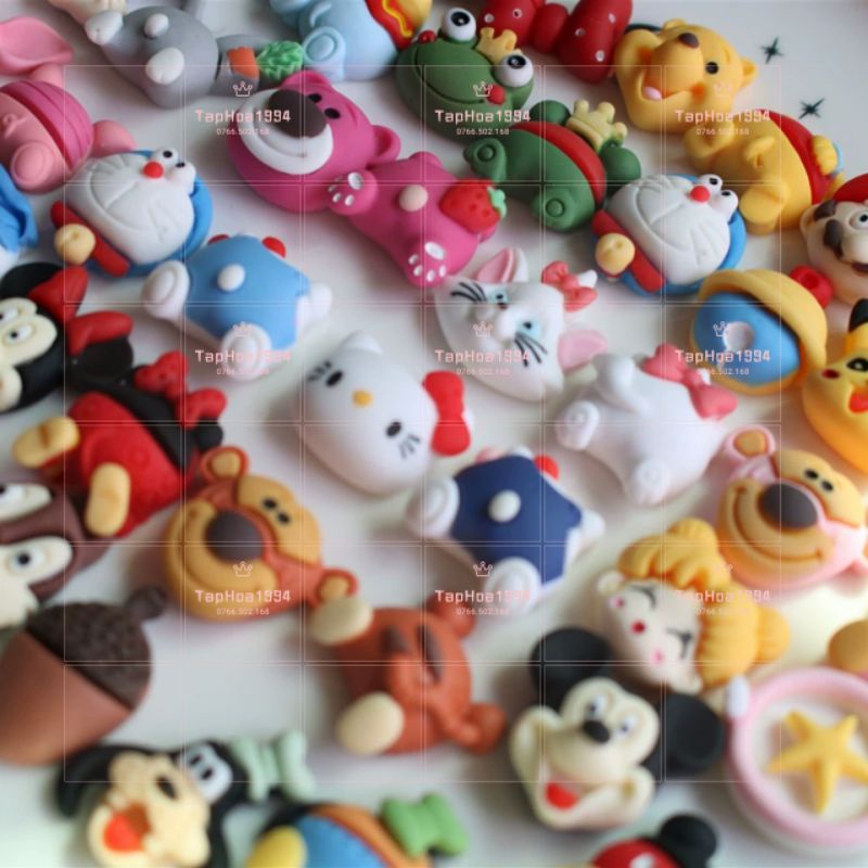 (Cartoon - cặp 2 cái) - STICKER PHỤ KIỆN DIY 3D DÁN ỐP ĐIỆN THỌAI BÌNH NƯỚC KẸP TÓC