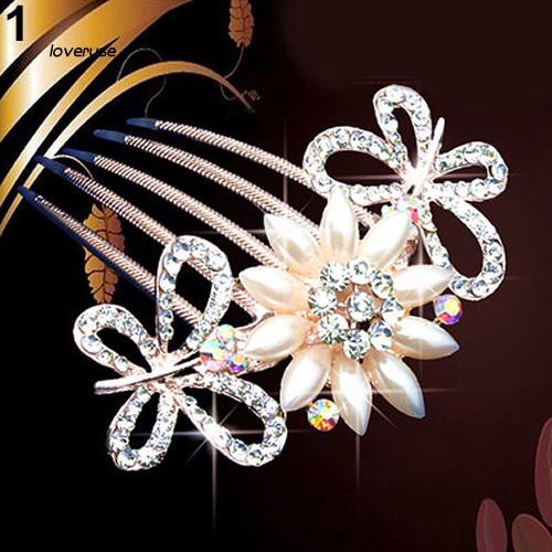 Lược cài tóc đính đá và hạt ngọc giả sang trọng cho nữ