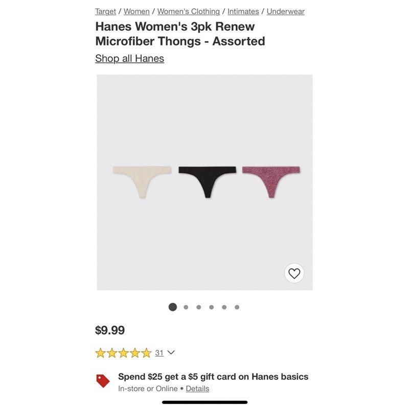 Quần lọt khe nữ HANES cotton trơn và họa tiết cho nữ