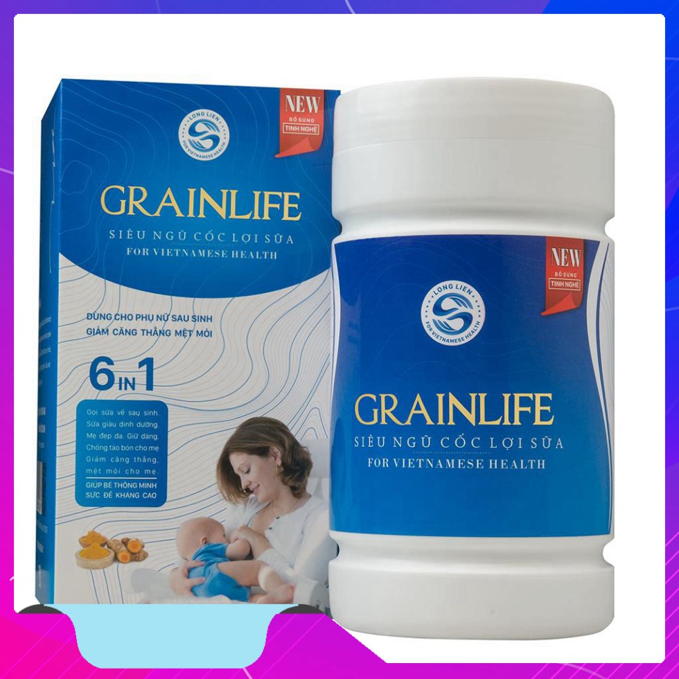 [2hộp] Ngũ cốc lợi sữa Grainlife 500g 6in1- Ngũ cốc lợi sữa cho mẹ-Ngũ cốc Long Liên Chính Hãng