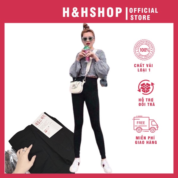 Quần legging nữ cạp cao dáng dài chất cotton xuất hàn co giãn 4 chiều - H&Hshop