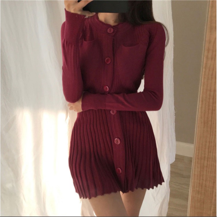 Women's long sleeve dress new style Platycodon grandiflorum small fragrance waist with skirt
