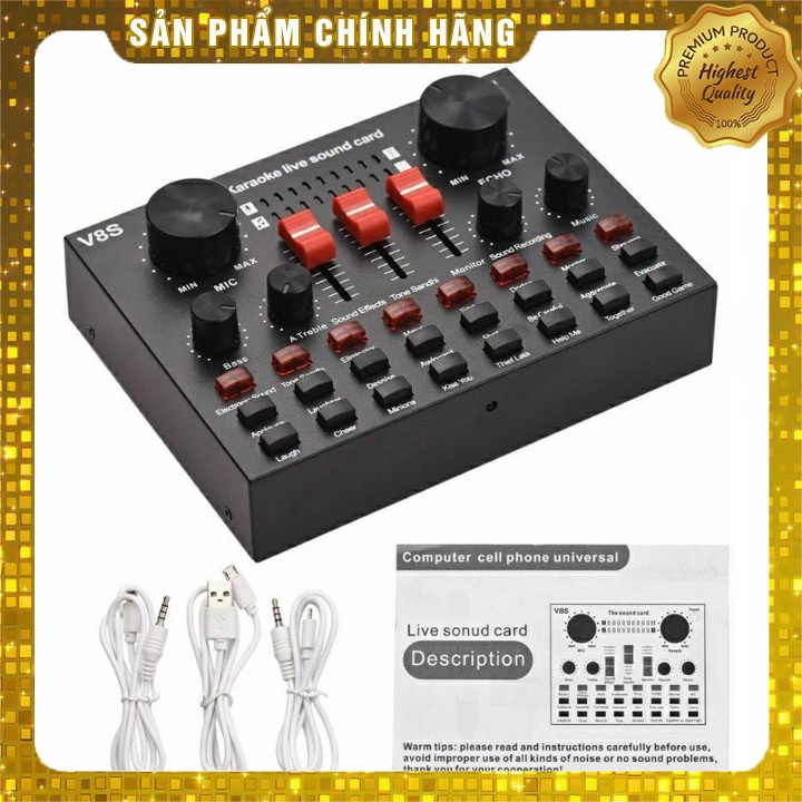 Sound Card V8S Có Autotune Chất Lượng Cao Hàng Chính Hãng Có Kết Nối Bluetooth