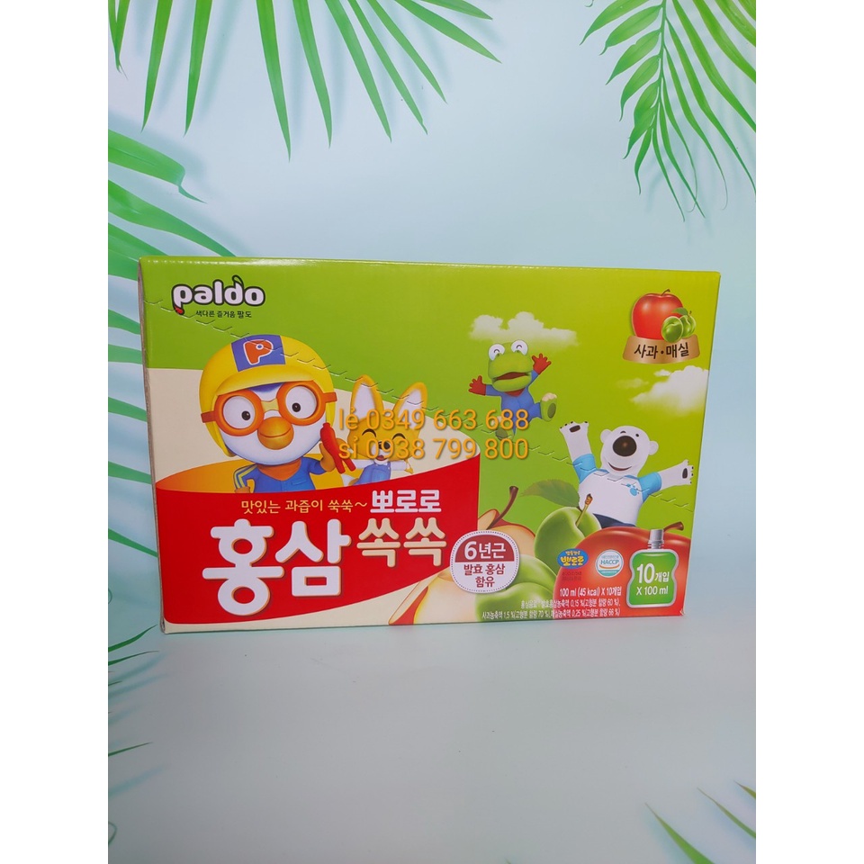 Nước hồng sâm trái cây pororo đủ vị cho bé