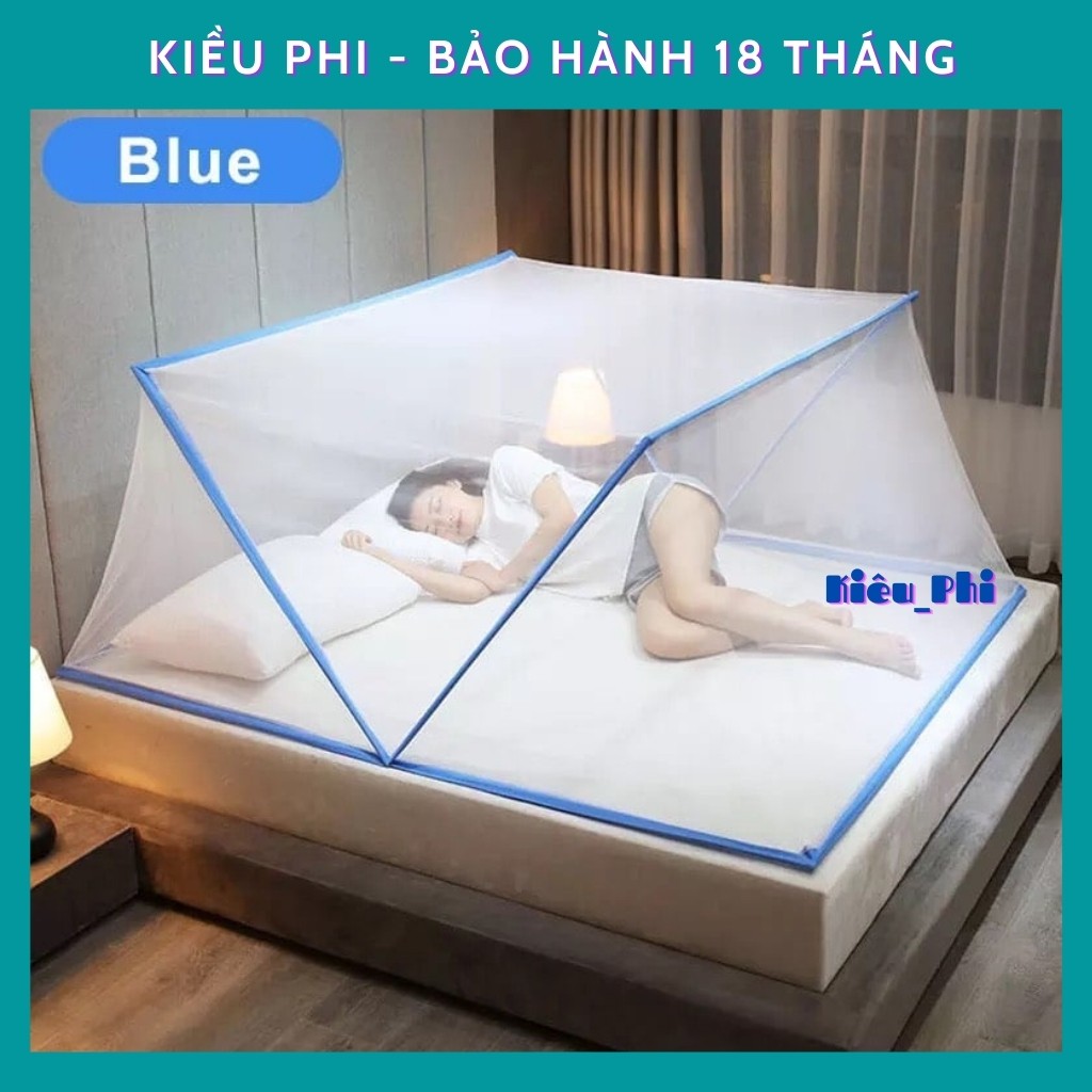 Màn chụp tự bung đỉnh vuông cao cấp - mùng chụp tự bung người lớn không đáy bảo hành 18 tháng