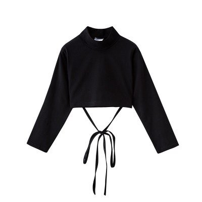 Áo Croptop trẻ em | Áo croptop dây dài tay đen trơn