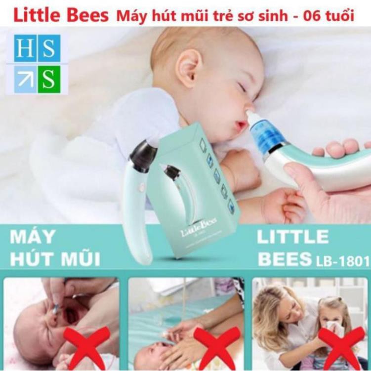 Máy hút mũi trẻ em điện tử LITTLE BEES (LB-1801) - Hút mũi trẻ sơ sinh tự động với đầu silicon siêu mềm, êm ái, an to