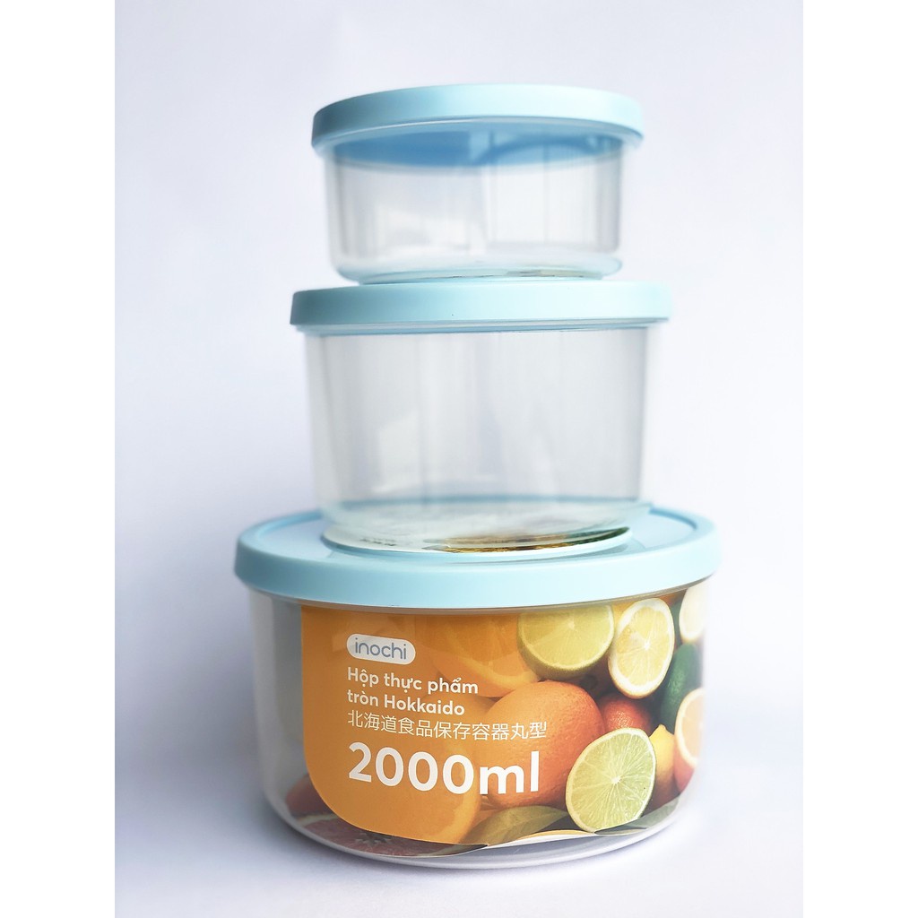 Sét 3 hộp đựng thực phẩm tròn nhựa Inochi cao cấp _ nắp đậy tiện dụng