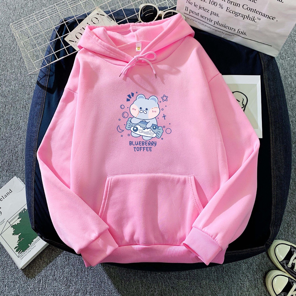 Áo Nỉ Hoodie In Hoạt Hình Gấu Xanh Dễ Thương  - Áo From Rộng Unisex    HOT TREND TTSPA0129