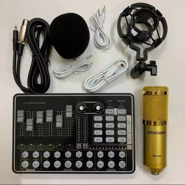 Combo livestream thu âm mic BM-900 ,Soundcard H9 có Autotune