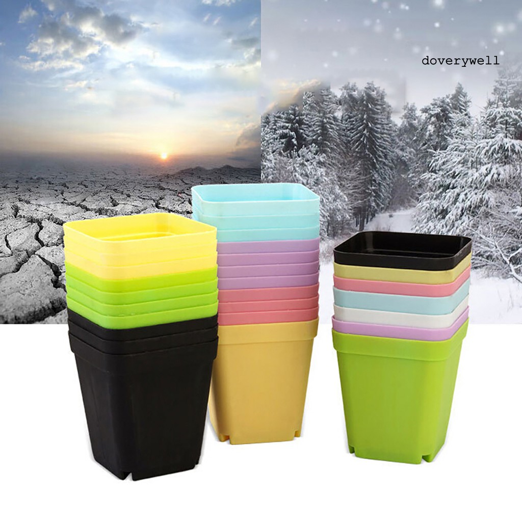 Chậu Hoa Bằng Nhựa Hình Vuông Kèm Khay Đựng