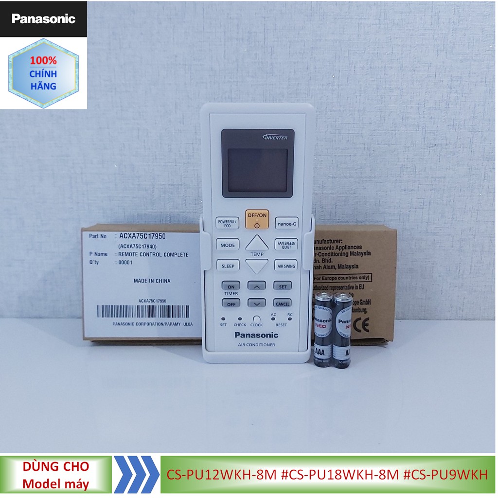 [Remote chính hãng] Điều khiển điều hòa Panasonic model CS-PU12WKH-8M #CS-PU18WKH-8M #CS-PU9WKH