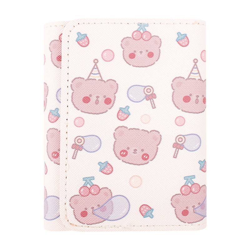 Ví Da PU Gập Ba Dạng Gập In Hình Gấu Hoạt Hình Dễ Thương