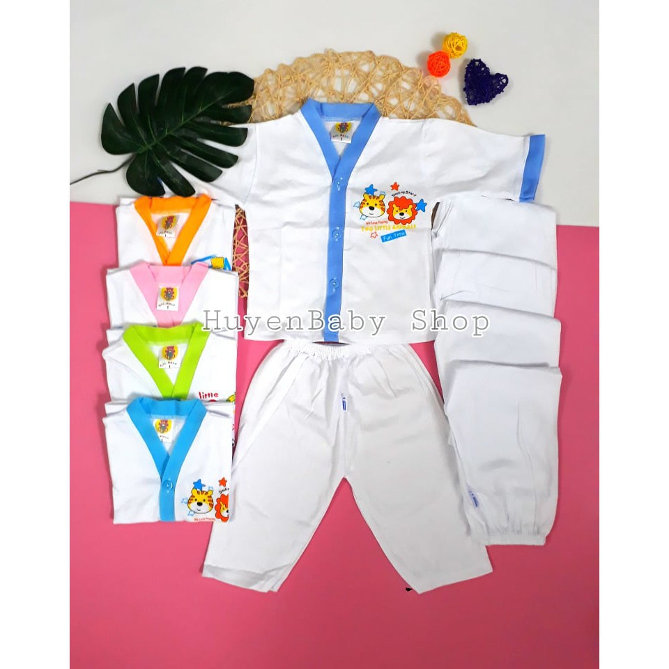 (Free ship) Set 5 bộ quần áo sơ sinh tay dài màu trắng Hello Baby cho bé từ 3-11,3kg loại đẹp