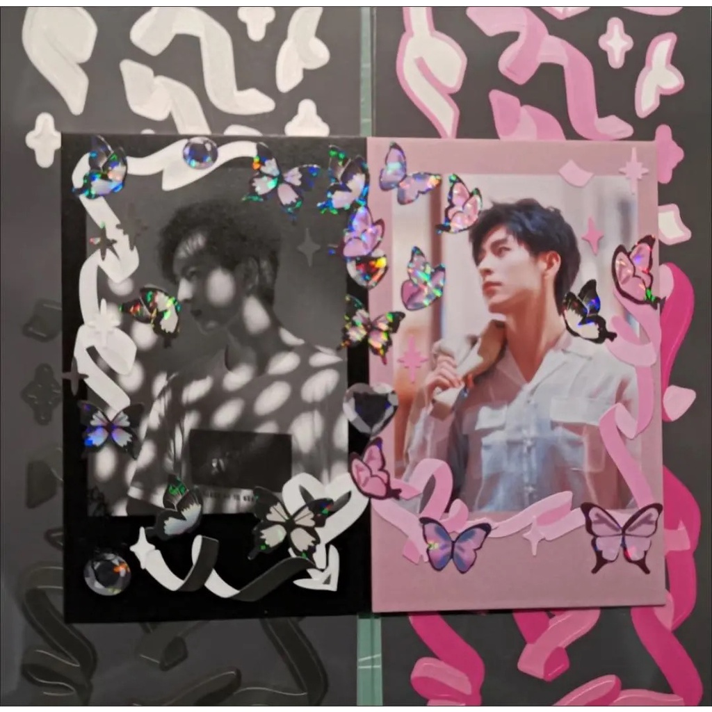 Miếng dán bằng chất liệu PET chống thấm nước họa tiết bươm bướm xinh xắn dùng trang trí thủ công