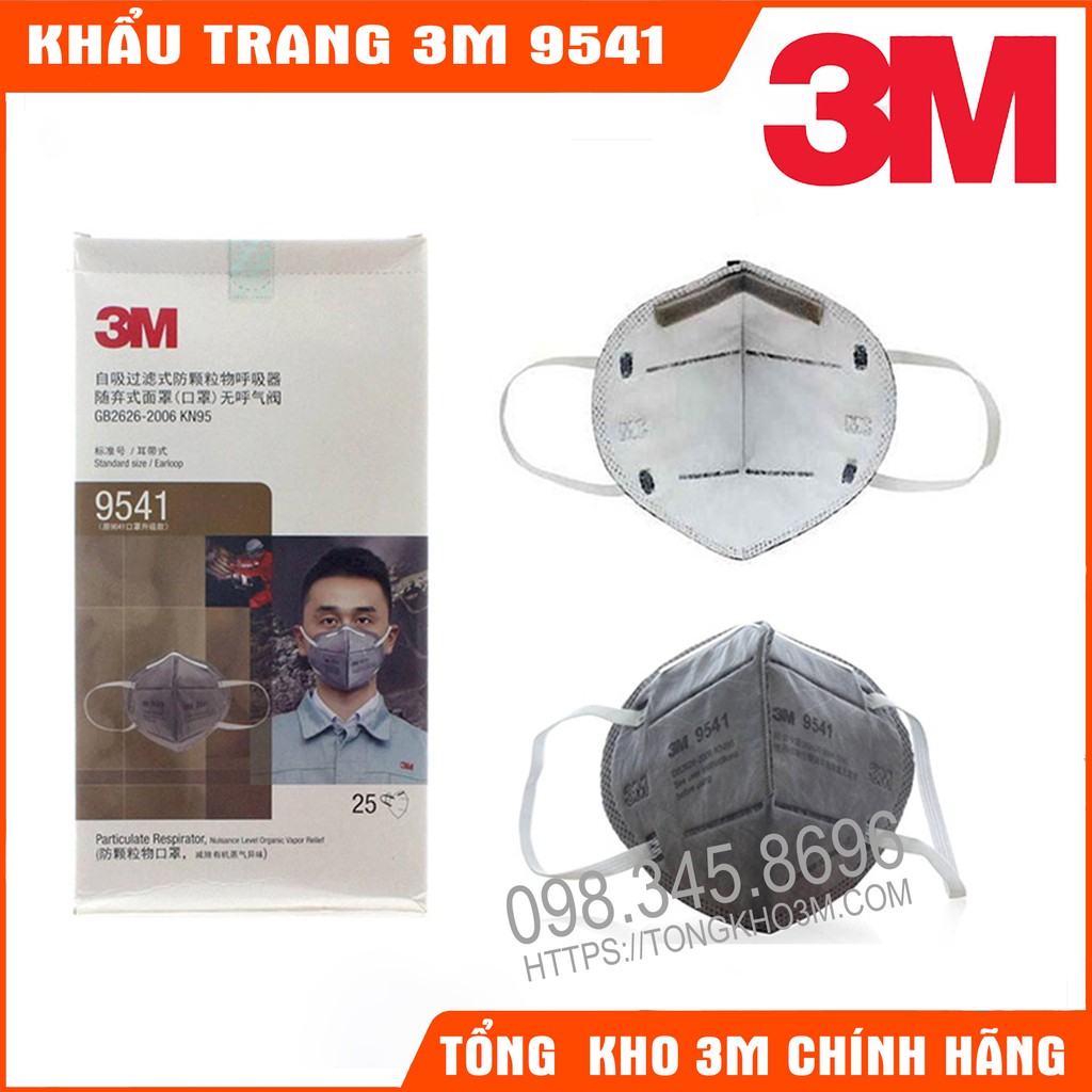 Khẩu Trang 3M 9541/9542 KN95 Lọc Ít Nhất 95% Bụi Mịn Và Hóa Chất