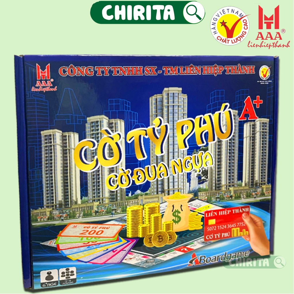 Cờ Tỷ Phú + Cờ Cá Ngựa Liên Hiệp Thành A+ CAO CẤP - Bàn Cờ Bằng Giấy, Boardgame, Cờ Tỷ Phú Cờ Đua Ngựa CHIRITA