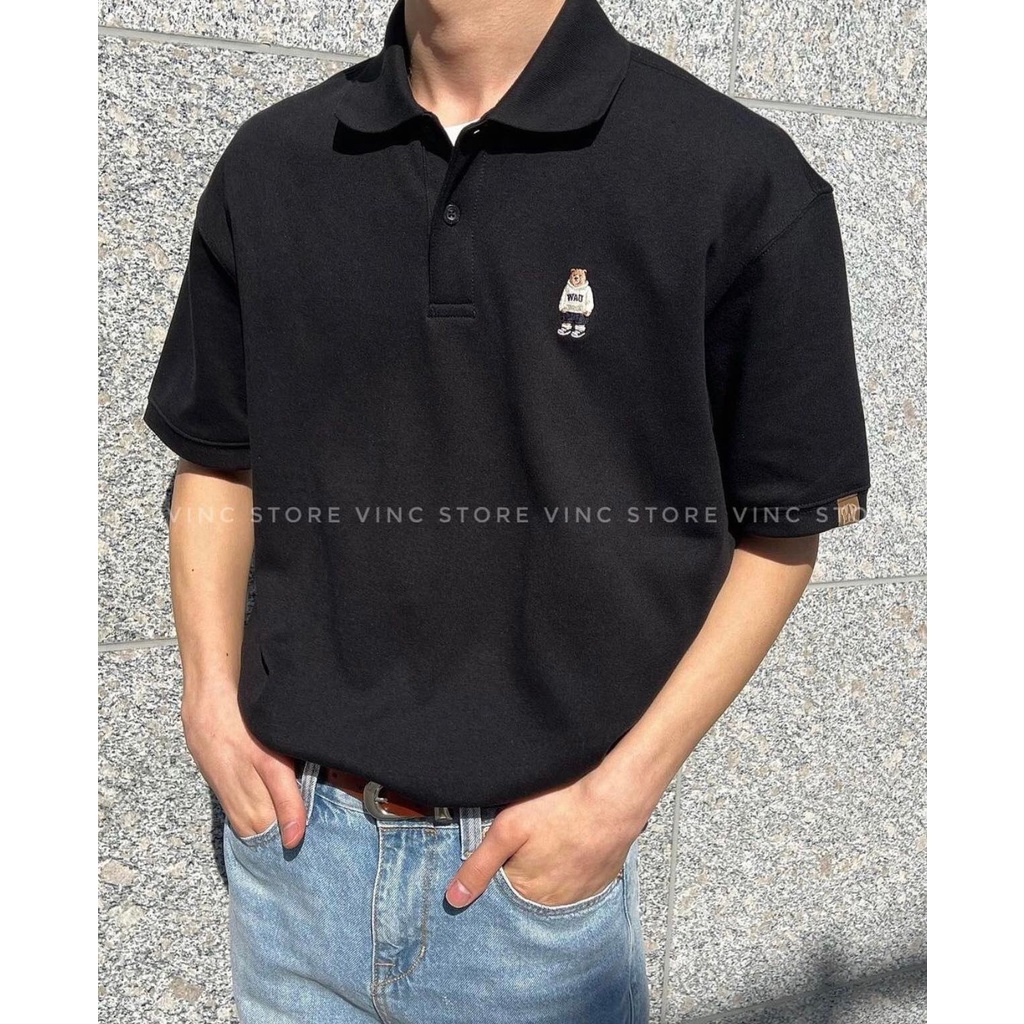 Áo thun Unisex Form rộng Polo Whoau chính hãng Korea Season 2023