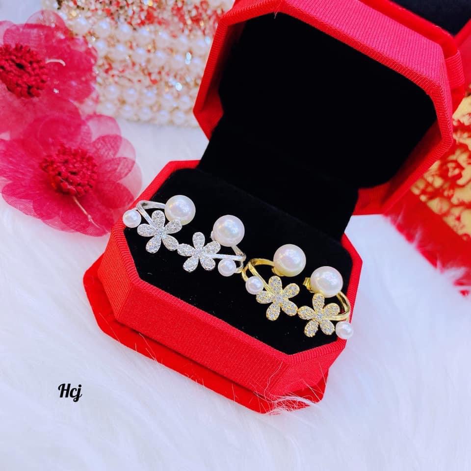 Bông tai hoa đính trai mẫu mới chuẩn bạc ta sang chảnh - Kho sỉ bạc Nhất Linh