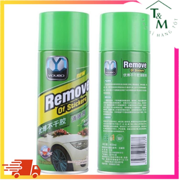 Chai Xịt Tẩy Keo, Nhưa Đường, Băng Dính, Vết Bám Khó Rửa Trên Xe Máy, Ô Tô Remove of sticker 450ml T&M