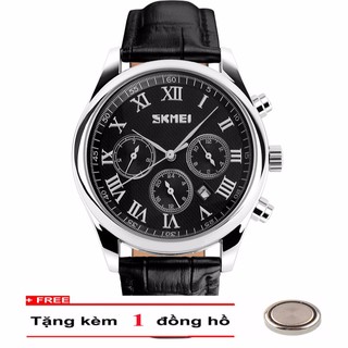 Đồng hồ nam 6 kim dây da skmei 9780-mặt đen - sk97800
