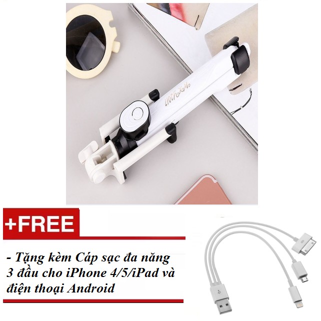 Gậy tự sướng Bluetooth 3 trong 1 kèm chân đế - hàng nhập khẩu tặng kèm cáp sạc đa năng /cáp sạc Android | BigBuy360 - bigbuy360.vn