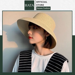 Mũ cói vành rộng buket đi biển nón chuông cụp vành vintage 436 sang chảnh