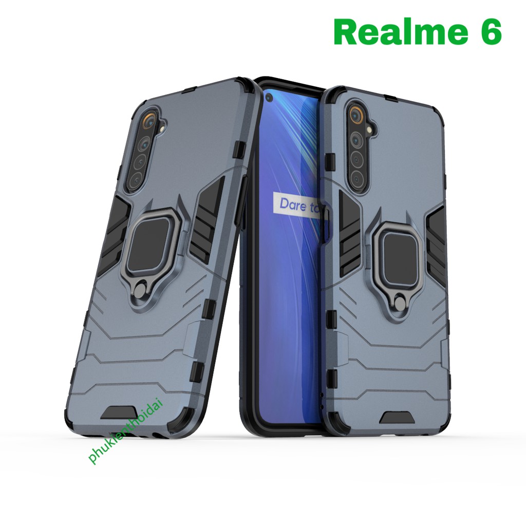 Ốp lưng Realme 6 / Realme 9i / Realme 10 Iron Man Iring chống sốc giá đỡ mặt lưng xem phim