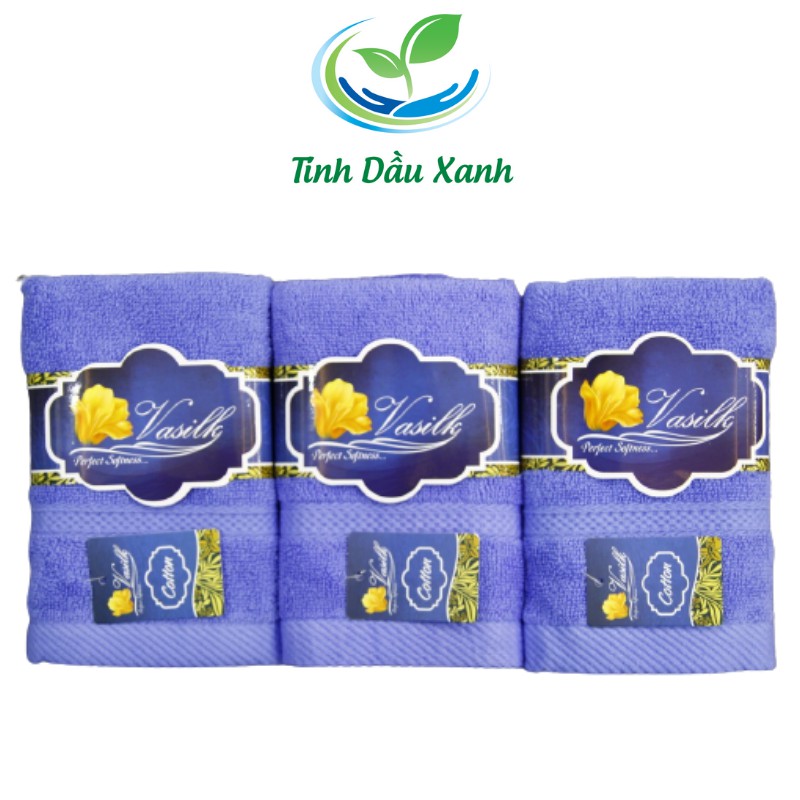 Khăn mặt cao cấp Tinh Dầu Xanh 100% chất liệu cotton vasilk kích thước 28 x40 cm