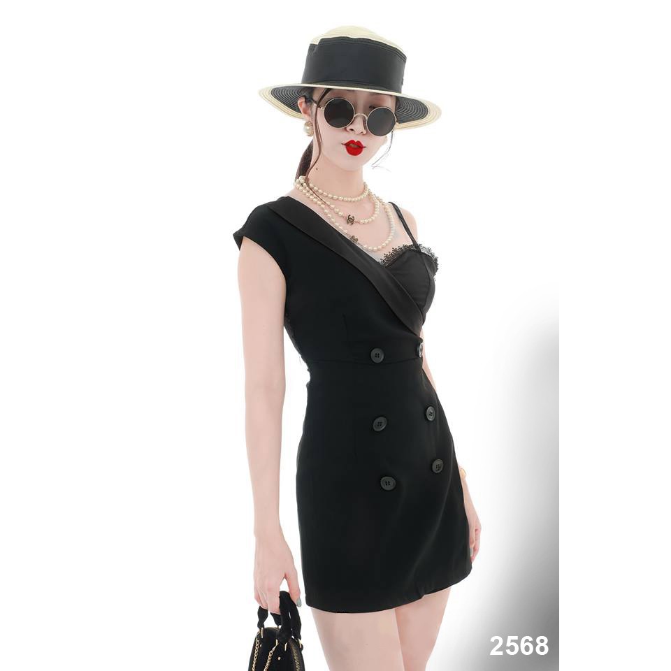 Đầm body lệch vai phối ren 2568