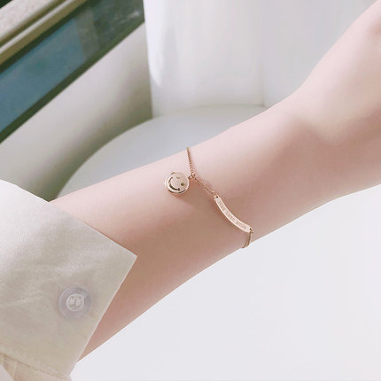 Korean smiley face 18K gold titanium steel female bracelet