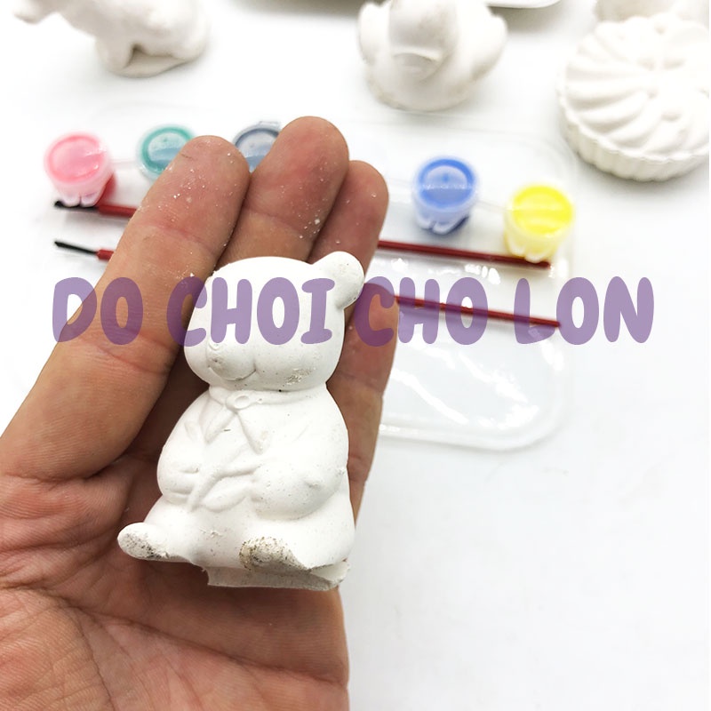 Bộ đồ chơi tô tượng thạch cao 6 tượng size 5 cm kèm cọ, màu và khay pha màu