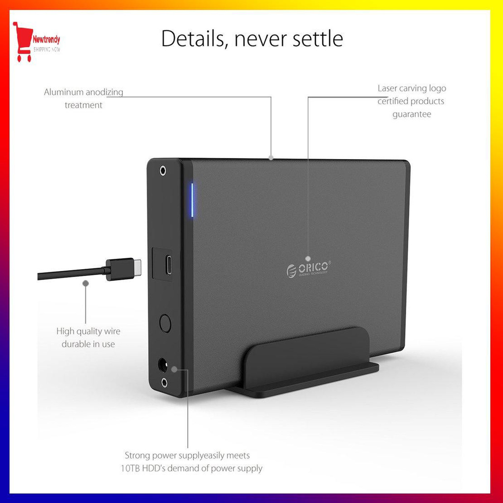 Ổ Cứng Di Động Orico7688C3-Bk3.5 Inch Cổng Type-C 0601 220v | BigBuy360 - bigbuy360.vn