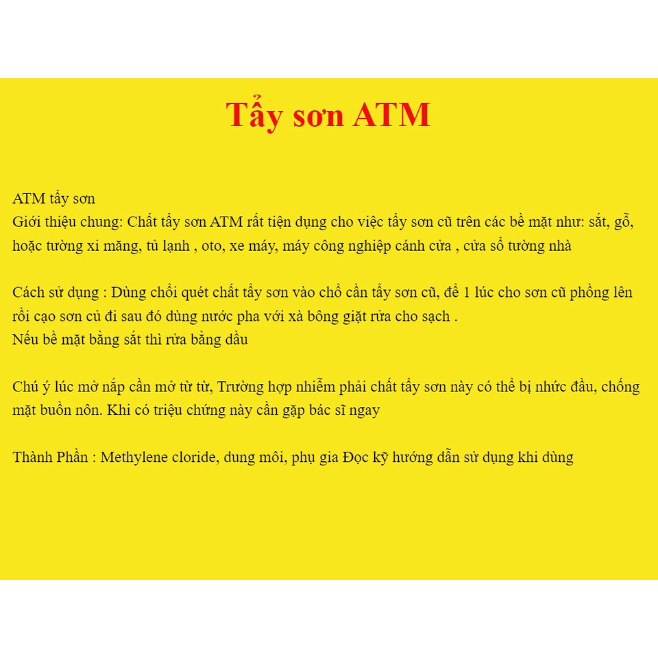 Chất tẩy sơn ATM 875ml