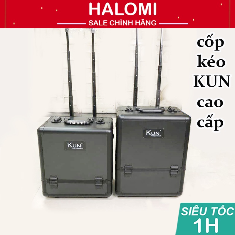 Cốp kéo trang điểm KUN nhựa cứng bọc thép loại thùng to chính hãng cao cấp đựng đồ thoải mái