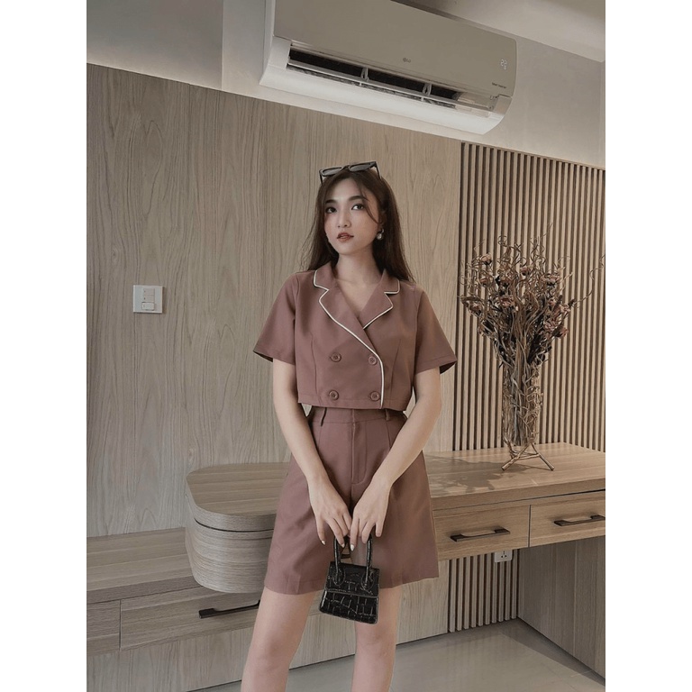 Sét Bộ Đi Chơi 2 Món Áo Cổ Vest Có Nút Kết Hợp Quần Đùi Kiểu Vuông Mặc Đẹp Tôn Dáng [NEW UNISEX]