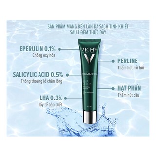 Gel Giảm Dầu Và Giúp Se Khít Lỗ Chân Lông Ban Đêm Vichy Normaderm Night Detox 40ml, hsd 12/2021