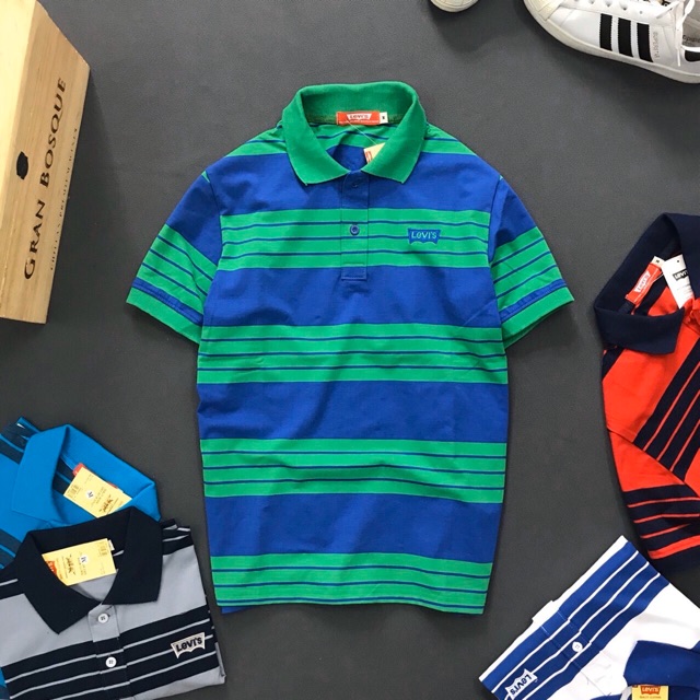 ALBUM 623 - ÁO THUN VNXK CỔ BẺ SỌC LV CAO CẤP