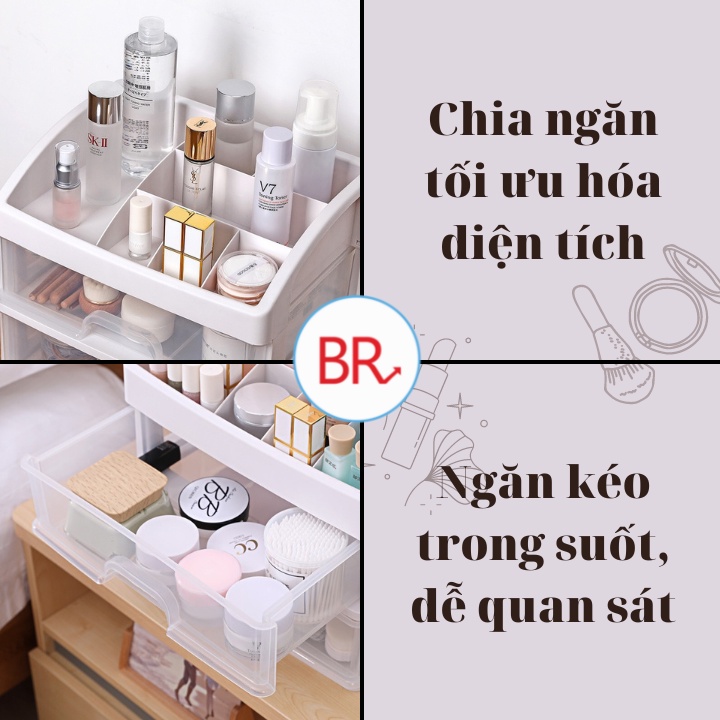 Kệ mỹ phẩm 4 tầng trong suốt để bàn xinh xắn - Kệ đựng đồ trang điểm mini để bàn nhỏ gọn Br 01696