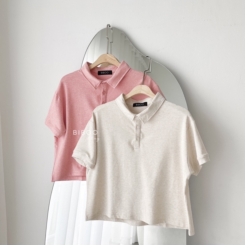 BIBOO - Áo polo croptop trơn form rộng chất liệu dày dặn, mịn mát PLAIN POLO CROPTOP